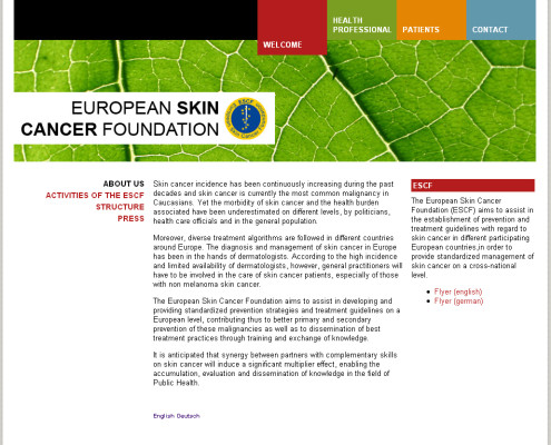 Webdesign European Skin Cancer Foundation Berlin | kotyrba ceoss media development