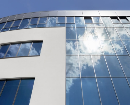 Fassadendetail der Octapharma GmbH in Springe für die Metallbau Burckhardt GmbH in Isernhagen.