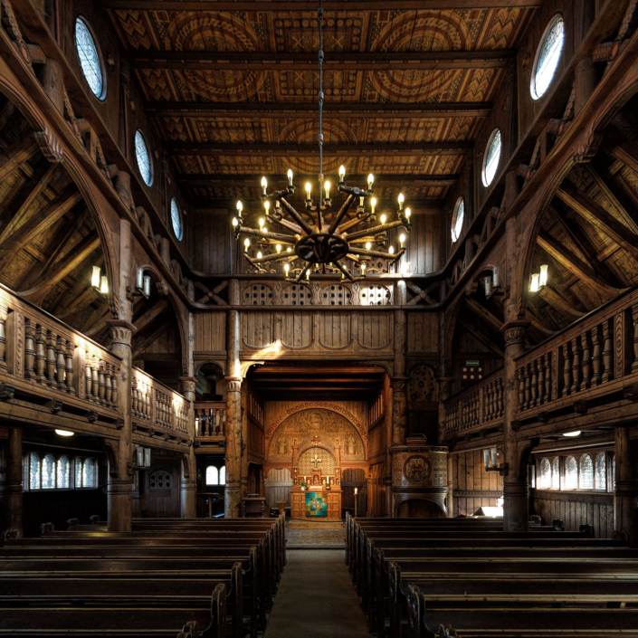 Stabkirche Hahnenklee Langhaus Stabkirche Hahnenklee | Architekturfotografie Sándor Kotyrba