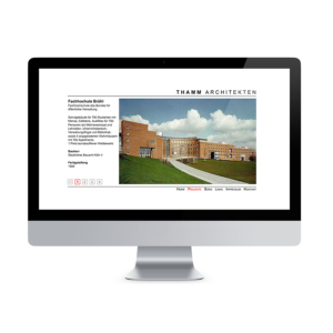 Webdesign als Content-Management-System und Architekturfotografie von Referenzobjekten für Thamm Architekten BDA aus Braunschweig.