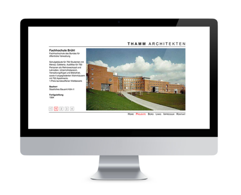 Webdesign als Content-Management-System und Architekturfotografie von Referenzobjekten für Thamm Architekten BDA aus Braunschweig.