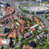 Luftbild vom Magniviertel in Braunschweig mit der St. Magni-Kirche, Magnitorwall, Städtischem Museum, Ritterstraße, Ölschlägern und dem ehemaligen Resideznschloss aus Richtung Osten.